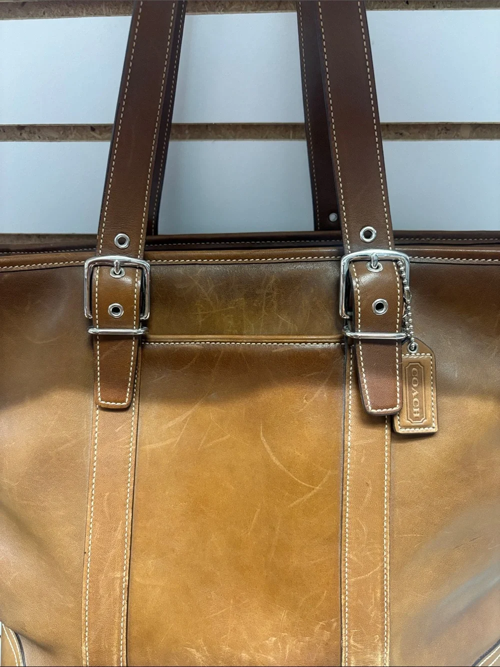Vintage Coach Hamptons Brown Leather Large Carryall Tote Bag style 6491